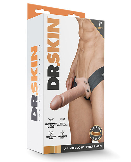 Blush Dr. Skin 7" Hollow Strap On - Vanilla - LUST Depot