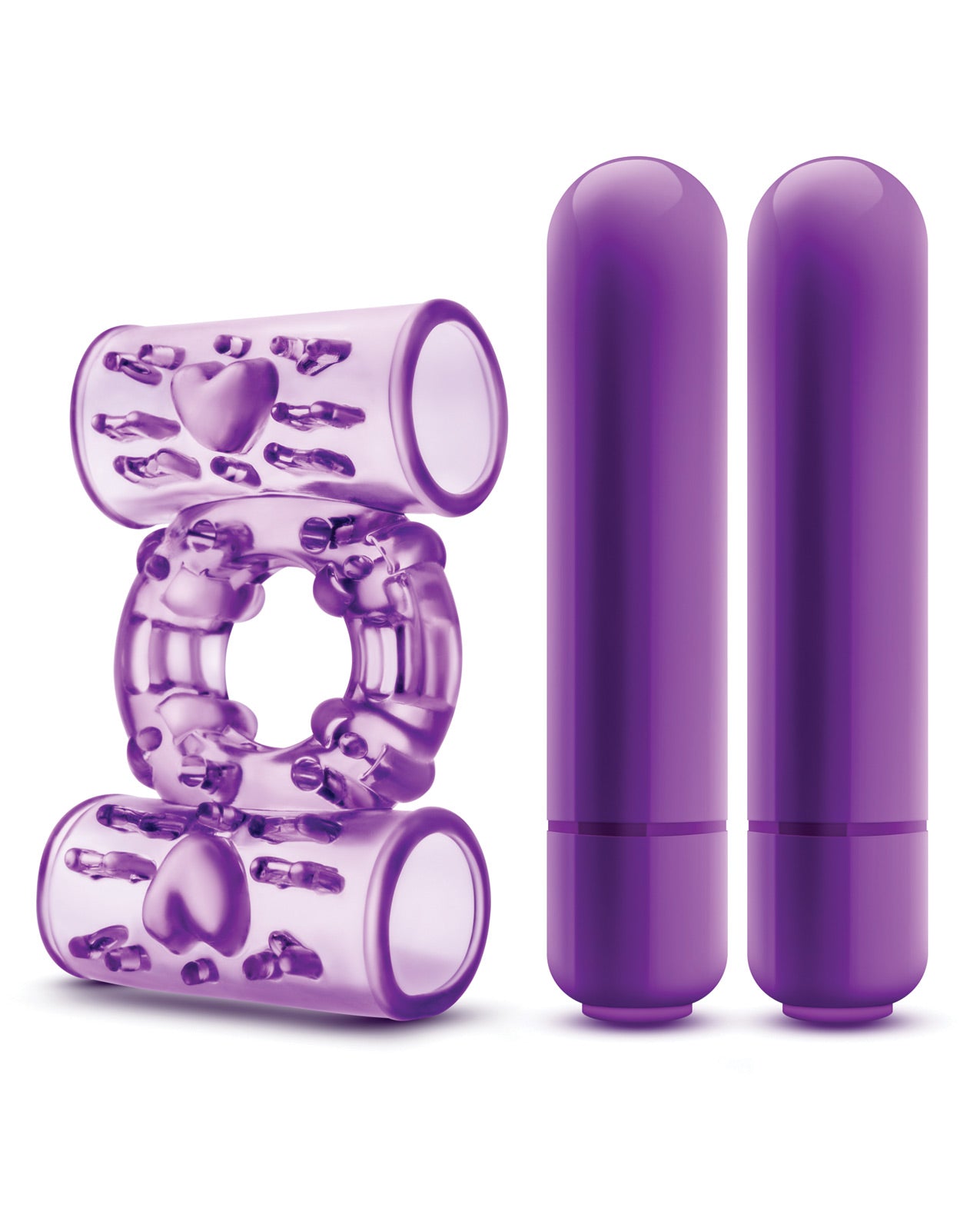 Blush Play With Me Double Play Dual Vibrating Cockring - Purple - LUST Depot