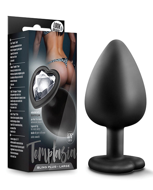 Blush Temptasia Bling Plug W-gem Large - Black - LUST Depot