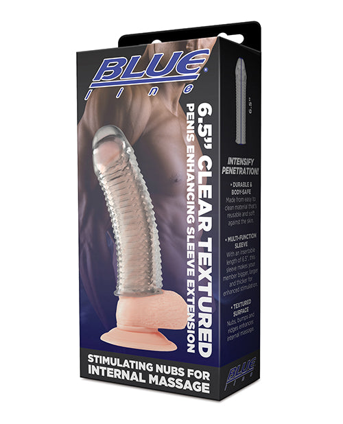 Blue Line C & B 6.5" Textured Penis Enhancing Sleeve Extension - Clear - LUST Depot