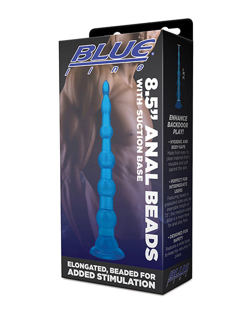 Blue Line C & B 8.5" Anal Beads W/suction Base - Jelly Blue - LUST Depot