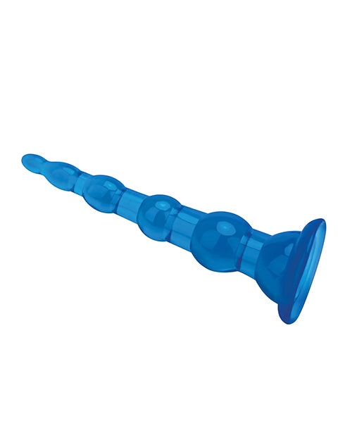 Blue Line C & B 6.75" Anal Beads W/suction Base - Jelly Blue - LUST Depot