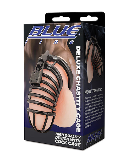 Blue Line Deluxe Chastity Cage - Black - LUST Depot