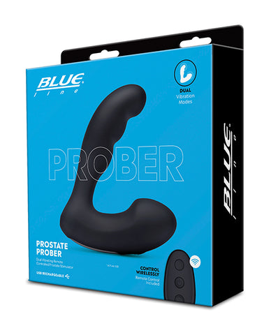 Blue Line Vibrating Prostate Prober W-remote - Black