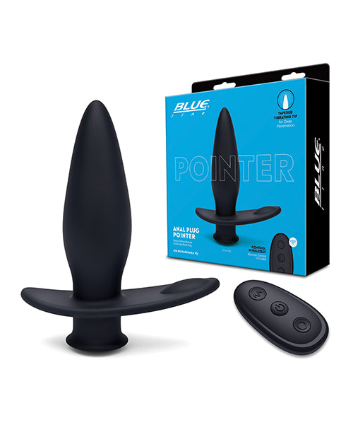 Blue Line Vibrating Anal Plug Pointer W-remote - Black - LUST Depot