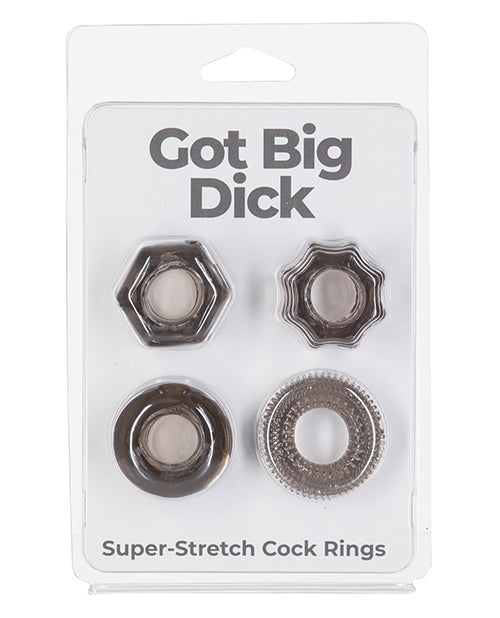 Got Big Dick 4 Pack Cock Rings - Black - LUST Depot