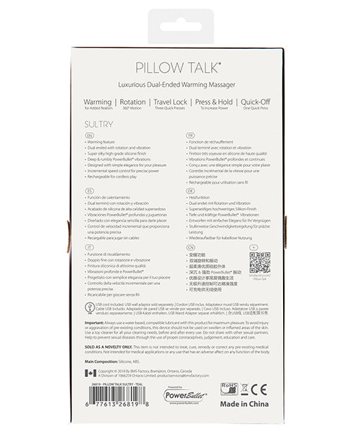 Pillow Talk Sultry Rotating Wand - Teal - LUST Depot