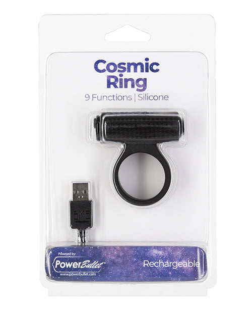 Cosmic Cock Ring W-rechargeable Bullet - 9 Functions Black - LUST Depot