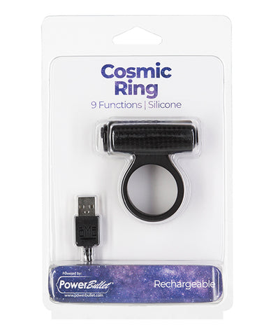 Cosmic Cock Ring W-rechargeable Bullet - 9 Functions Black