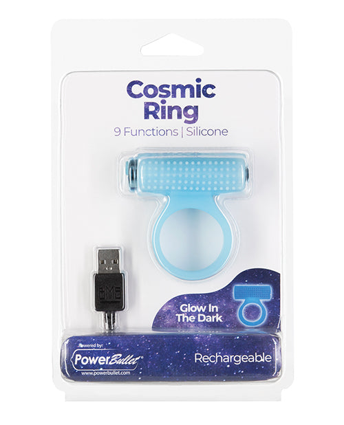 Cosmic Cock Ring W-rechargeable Bullet - 9 Functions Glow In The Dark - LUST Depot