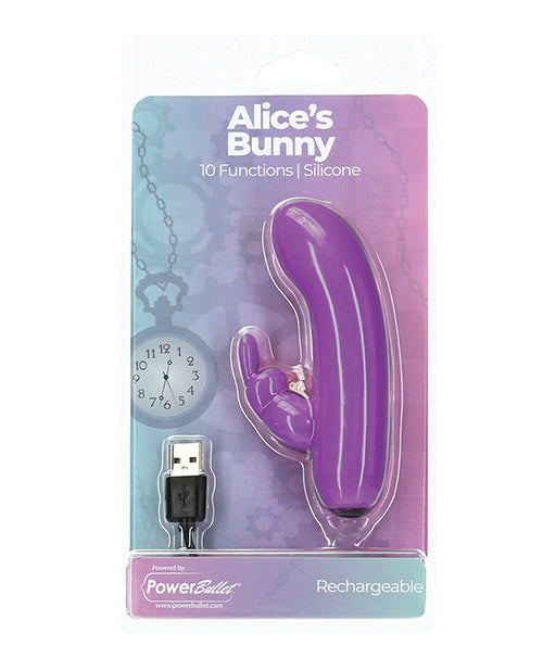 Alice's Bunny Rechargeable Bullet W-rabbit Sleeve - 10 Functions Purple - LUST Depot