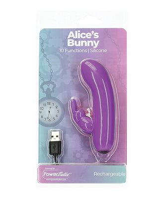 Alice's Bunny Rechargeable Bullet W-rabbit Sleeve - 10 Functions Purple