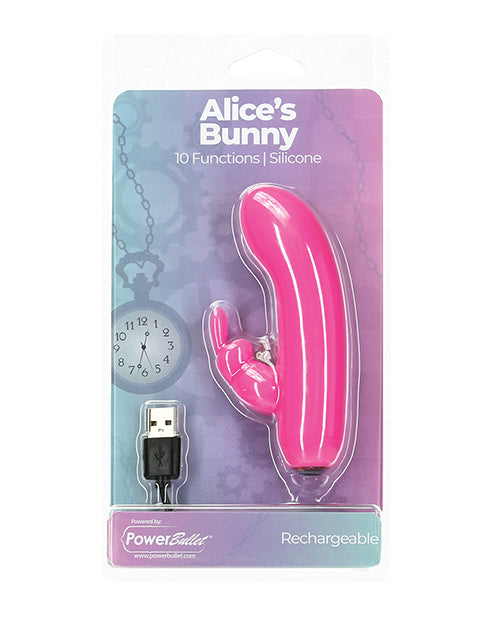 Alice's Bunny Rechargeable Bullet W-rabbit Sleeve - 10 Functions Pink - LUST Depot