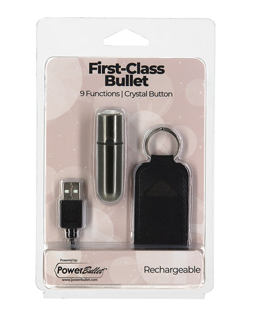 First Class Mini Rechargeable Bullet W-crystal - 9 Functions Gun Metal - LUST Depot