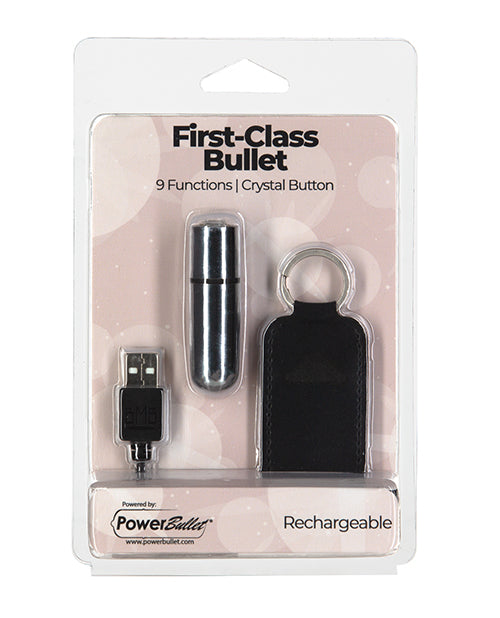 First Class Mini Rechargeable Bullet W-crystal - 9 Functions Silver - LUST Depot