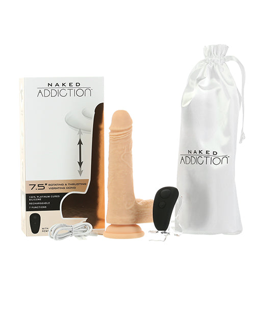 Naked Addiction The Freak 7.5" Rotating & Thrusting Vibrating Dong - Ivory - LUST Depot