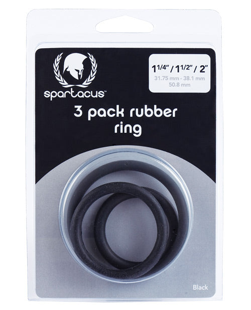 Spartacus Rubber Cock Ring Set - Black Pack Of 3 - LUST Depot