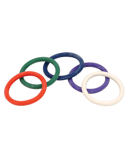 Spartacus 1.5" Rubber Cock Ring Set - Rainbow Pack Of 5 - LUST Depot