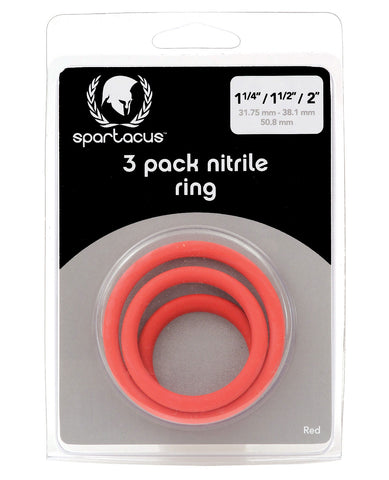 Spartacus Nitrile Cock  Ring Set - Red Pack Of 3