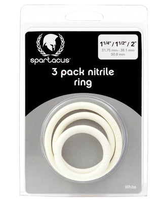 Spartacus Nitrile Cock  Ring Set - White Pack Of 3