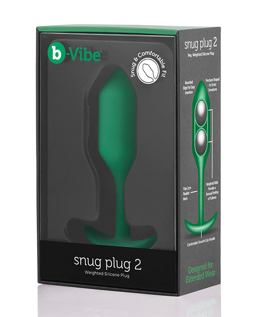 B-vibe Weighted Snug Plug 2 - 114 G Green - LUST Depot