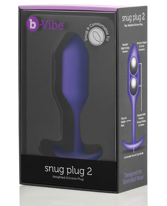 B-vibe Weighted Snug Plug 2 - .114 G Purple - LUST Depot