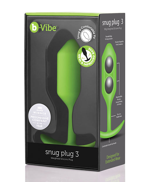 B-vibe Weighted Snug Plug 3 - 180 G Lime - LUST Depot