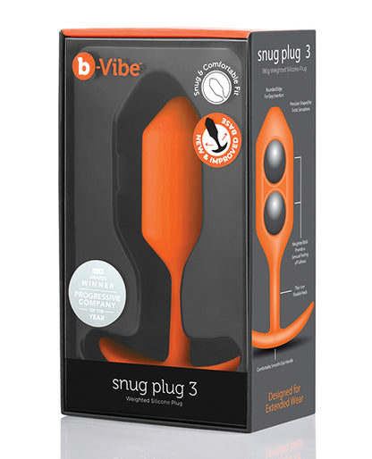 B-vibe Weighted Snug Plug 3 - 180 G Orange - LUST Depot