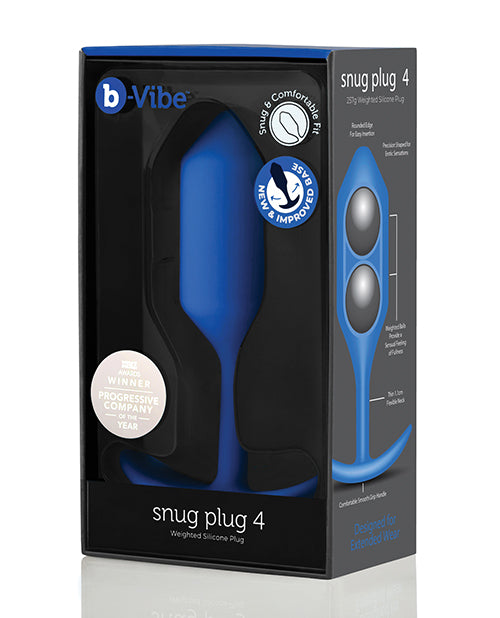 B-vibe Weighted Snug Plug 4 - 257 G Navy - LUST Depot