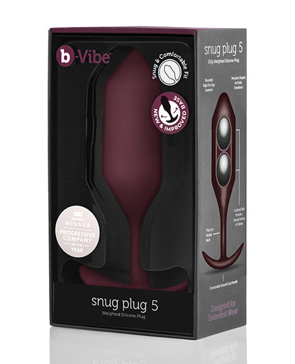 B-vibe Weighted Snug Plug 5 - 350 G Dark Red - LUST Depot