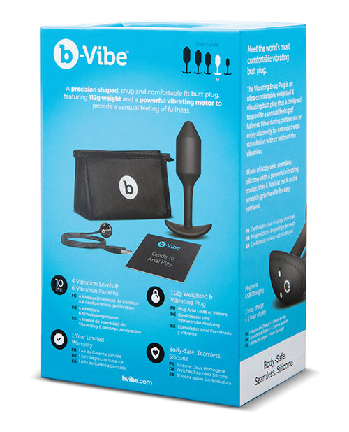 B-vibe Vibrating Weighted Snug Plug M - 112 G Black - LUST Depot