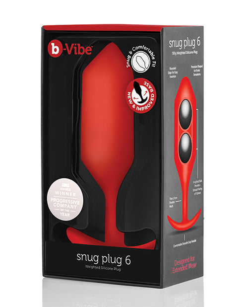 B-vibe Weighted Snug Plug 6 - 515 G Red - LUST Depot