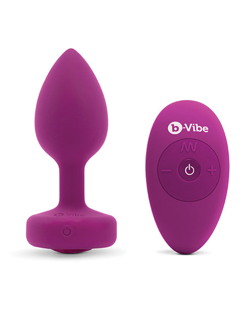 B-vibe Remote Control Vibrating Jewel Plug (s-m) - Fuschia - LUST Depot