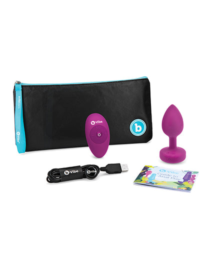 B-vibe Remote Control Vibrating Jewel Plug (s-m) - Fuschia - LUST Depot