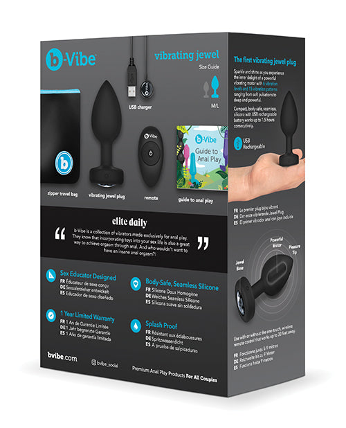 B-vibe Remote Control Vibrating Jewel Plug (m-l) - Black - LUST Depot