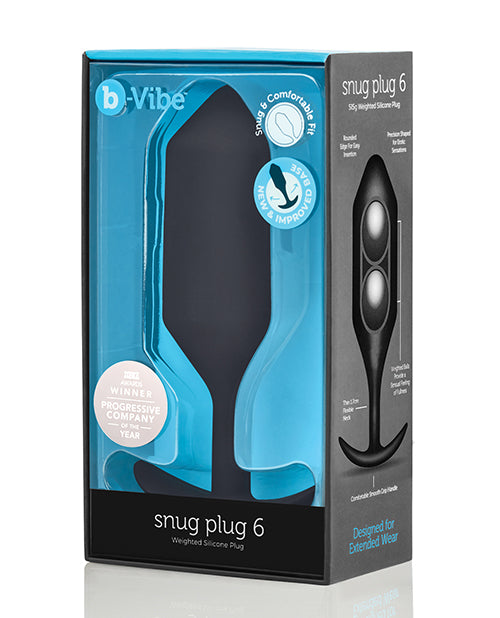 B-vibe Weighted Snug Plug 6 - 600 G Black - LUST Depot