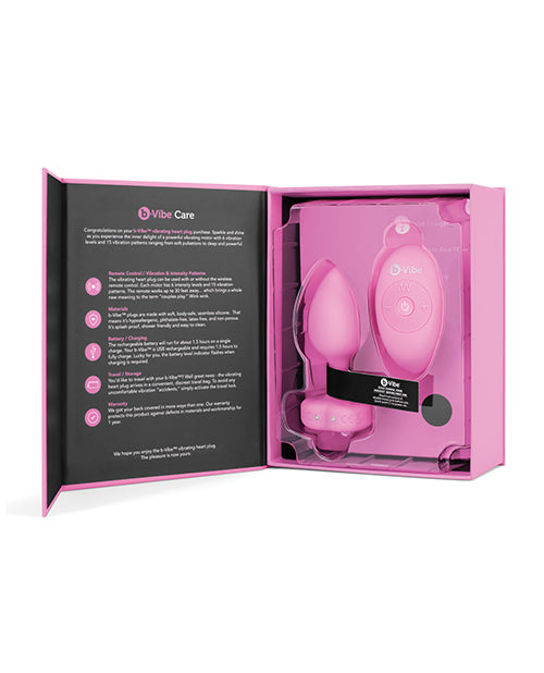 B-vibe Vibrating Heart Plug S-m - Pink - LUST Depot