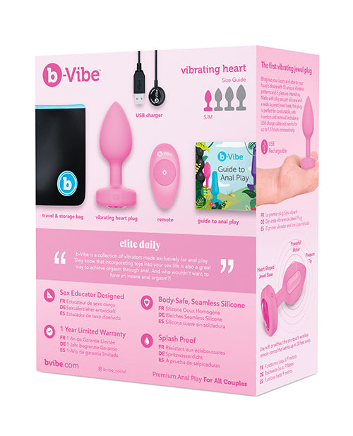 B-vibe Vibrating Heart Plug S-m - Pink - LUST Depot