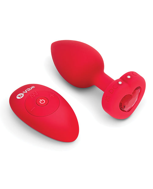 B-vibe Vibrating Heart Plug M-l - Red - LUST Depot