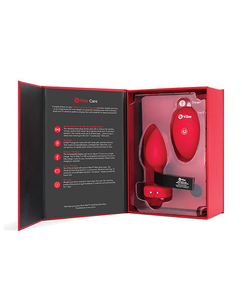 B-vibe Vibrating Heart Plug M-l - Red - LUST Depot