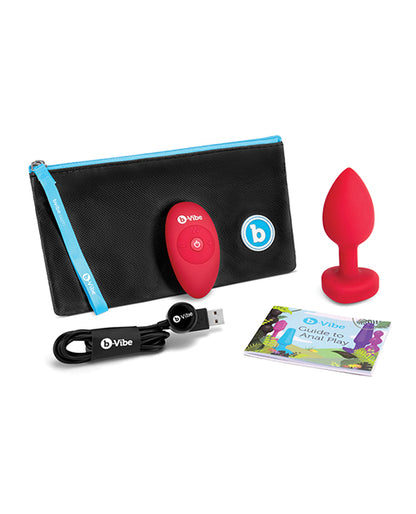 B-vibe Vibrating Heart Plug M-l - Red - LUST Depot