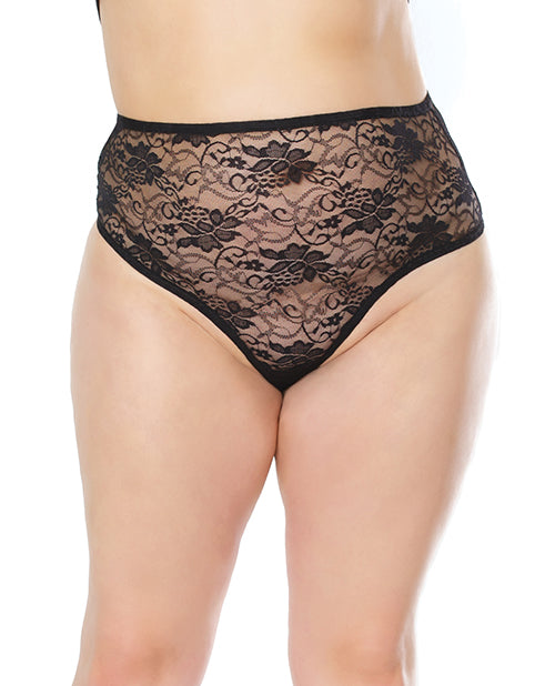 Stretch Lace High Waist Thong Black Os-xl - LUST Depot