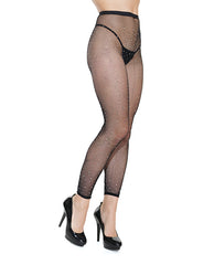 Footless Fishnet W-rhinestone Pantyhose Black O-s