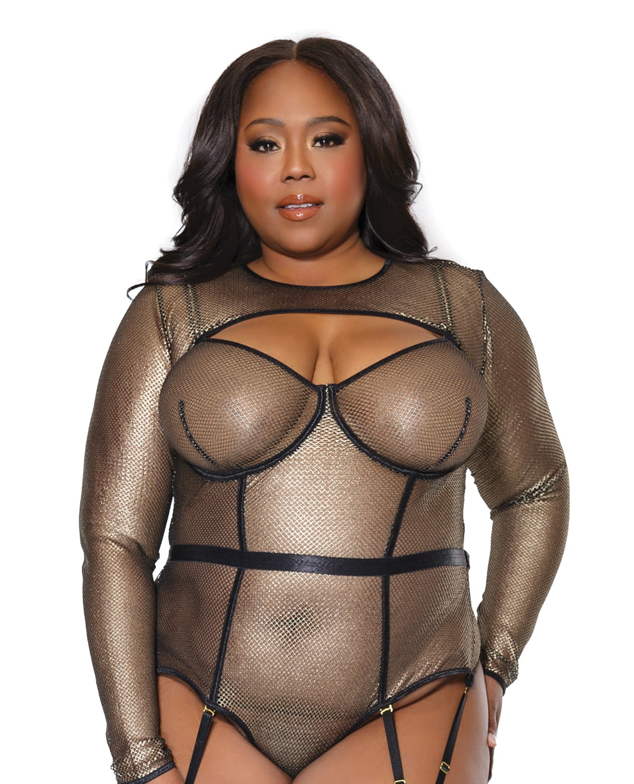 Holiday Metallic Fishnet Shrug Black/gold Os/xl - LUST Depot