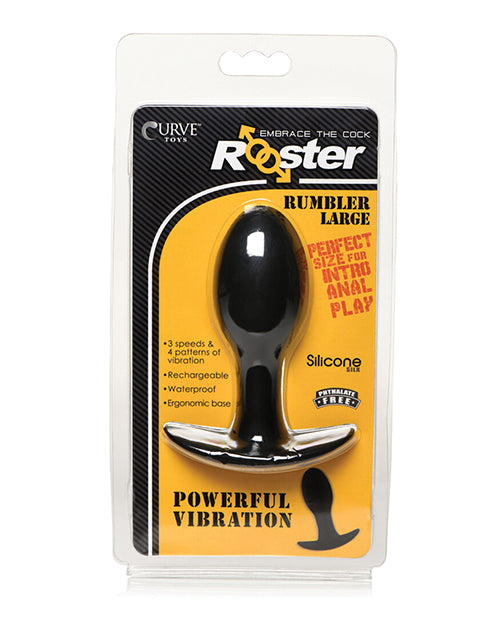 Curve Toys Rooster Rumbler Vibrating Silicone Anal Plug Large - Black - LUST Depot