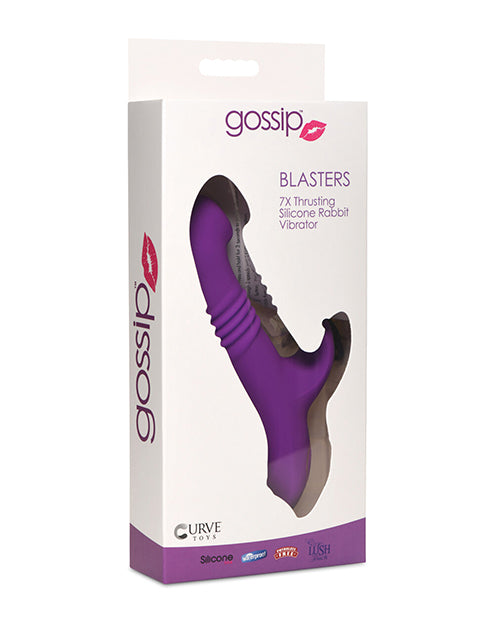 Curve Toys Gossip Blasters 7x Thrusting Silicone Rabbit Vibrator - Violet - LUST Depot