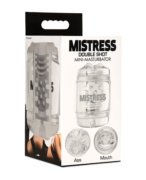 Curve Toys Mistress Double Shot Ass & Mouth Mini Masturbator  - Clear - LUST Depot