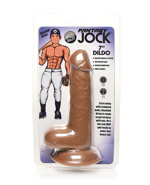 Curve Toys Fantasy Jock Baseball Brian 7" Dildo W/balls - Tan