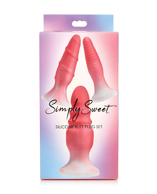 Curve Toys Simply Sweet Silicone Butt Plug Set - Pink - LUST Depot