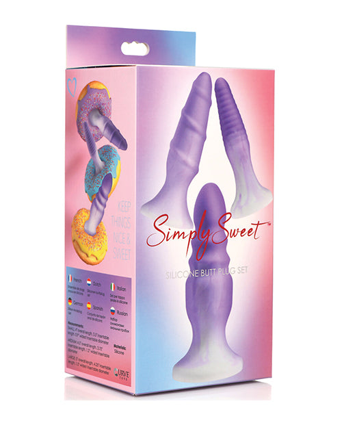 Curve Toys Simply Sweet Silicone Butt Plug Set - Purple - LUST Depot